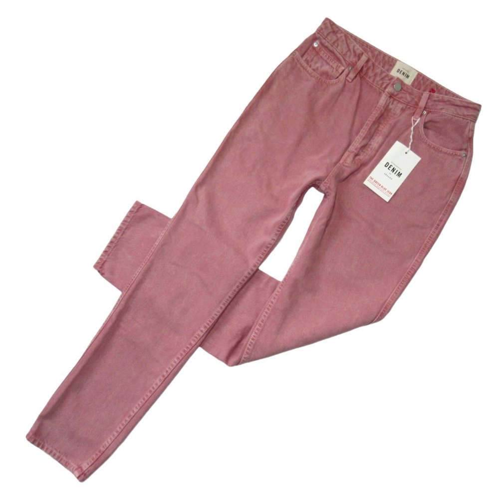 NWT Sezane Brut Sexy Tall in Rose Pink Rigid Tapered Straight Jeans 29T